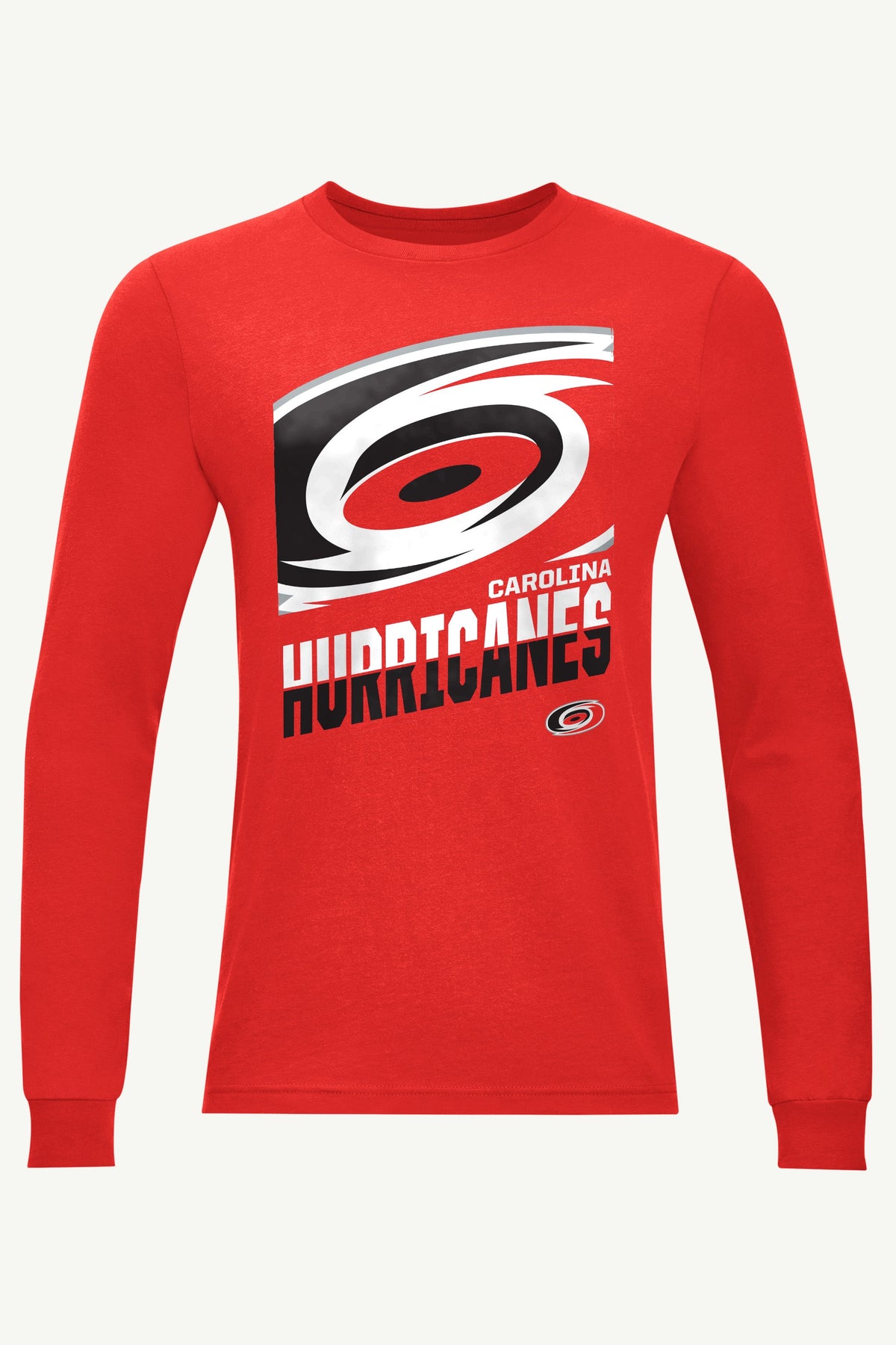 MENS CAROLINA HURRICANES LOGO ZOOM LONG SLEEVE T SHIRT - Red