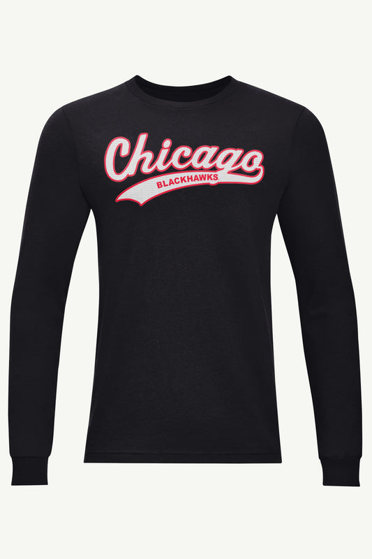 MENS CHICAGO BLACKHAWKS TAILSWEEP LONG SLEEVE T SHIRT - Black