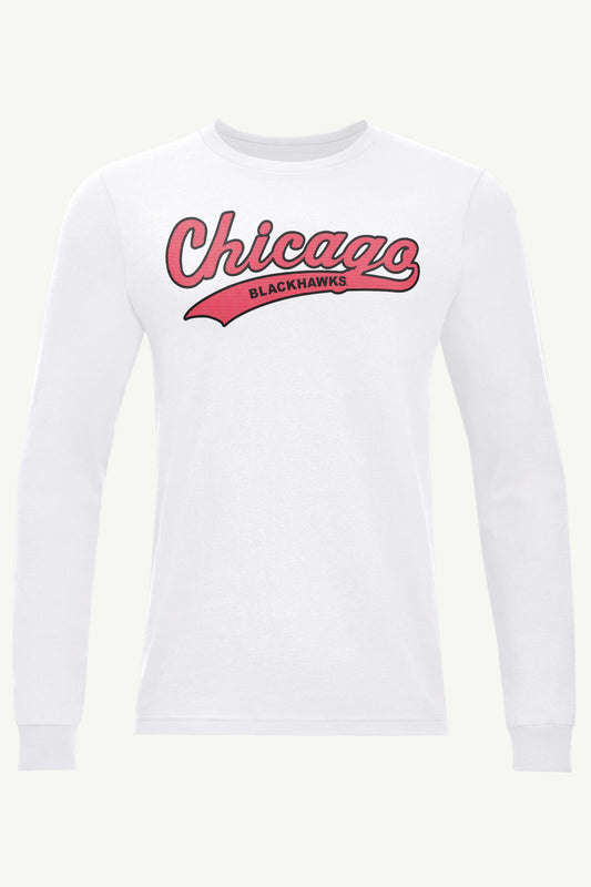 MENS CHICAGO BLACKHAWKS TAILSWEEP LONG SLEEVE T SHIRT - White