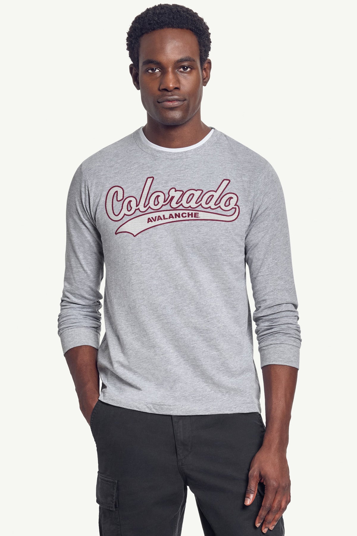 MENS COLORADO AVALANCHE TAILSWEEP LONG SLEEVE T SHIRT - Heather Grey
