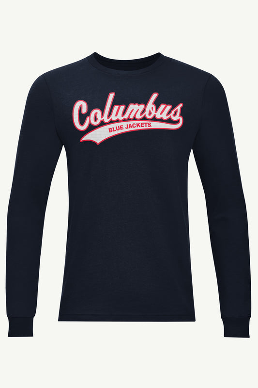 MENS COLUMBUS BLUE JACKETS TAILSWEEP LONG SLEEVE T SHIRT - Navy