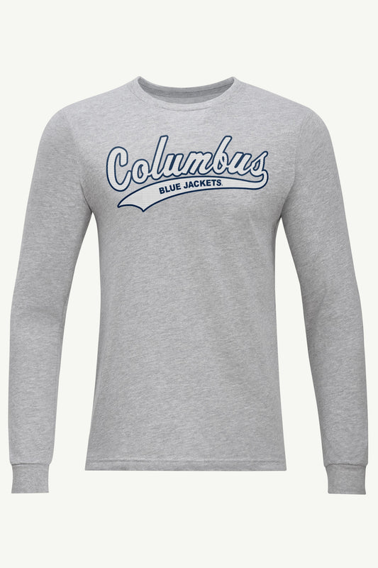 MENS COLUMBUS BLUE JACKETS TAILSWEEP LONG SLEEVE T SHIRT - Heather Grey