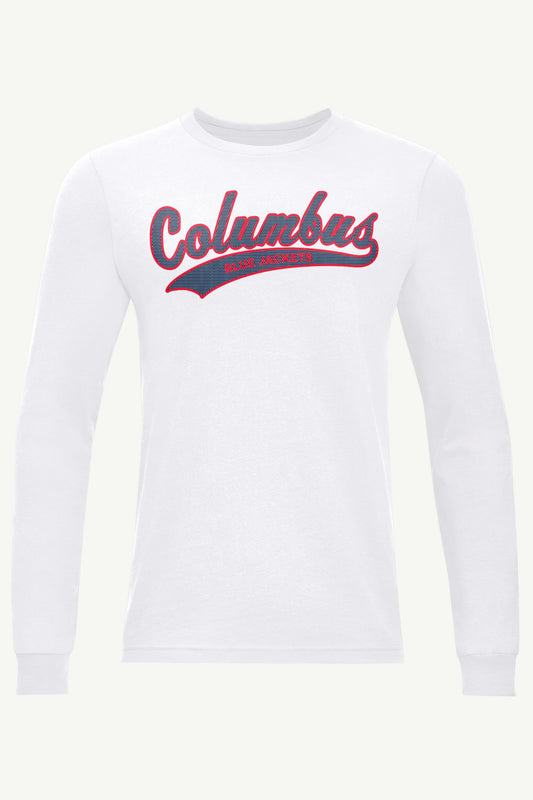 MENS COLUMBUS BLUE JACKETS TAILSWEEP LONG SLEEVE T SHIRT - White