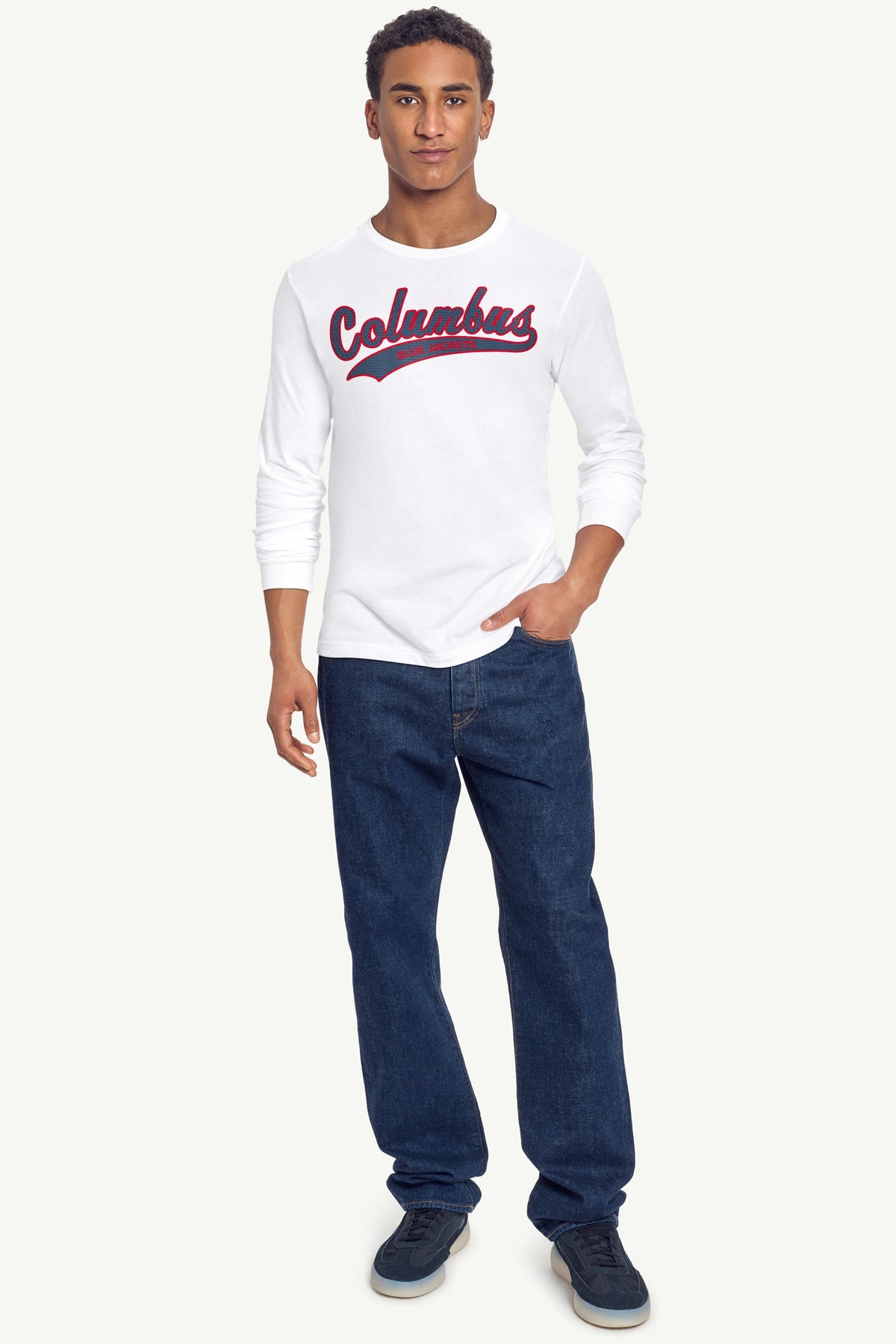 MENS COLUMBUS BLUE JACKETS TAILSWEEP LONG SLEEVE T SHIRT - White