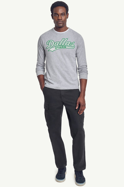 MENS DALLAS STARS TAILSWEEP LONG SLEEVE T SHIRT - Heather Grey