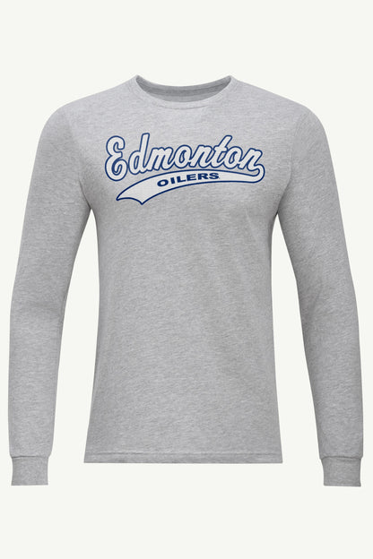 MENS EDMONTON OILERS TAILSWEEP LONG SLEEVE T SHIRT - Heather Grey