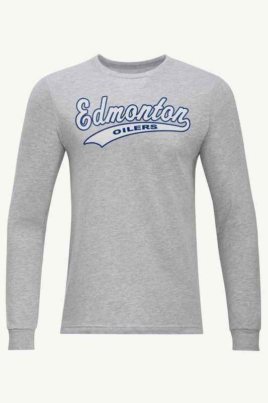 MENS EDMONTON OILERS TAILSWEEP LONG SLEEVE T SHIRT - Heather Grey