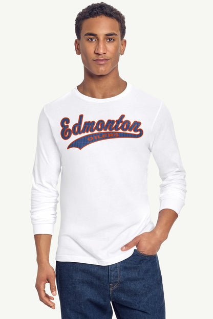 MENS EDMONTON OILERS TAILSWEEP LONG SLEEVE T SHIRT - White