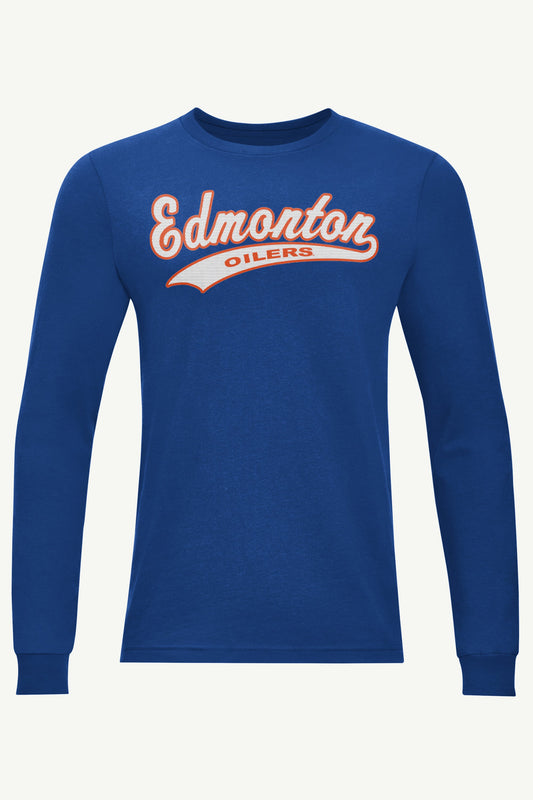 MENS EDMONTON OILERS TAILSWEEP LONG SLEEVE T SHIRT - Royal