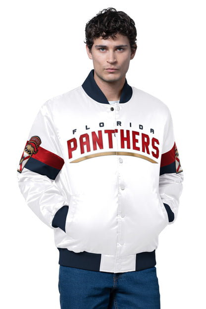 MENS FLORIDA PANTHERS TRIPLE OPTION SATIN VARSITY JACKET - Starter