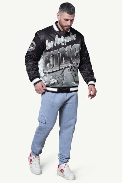 MENS LOS ANGELES KINGS PASS RUSH SATIN VARSITY JACKET - Starter