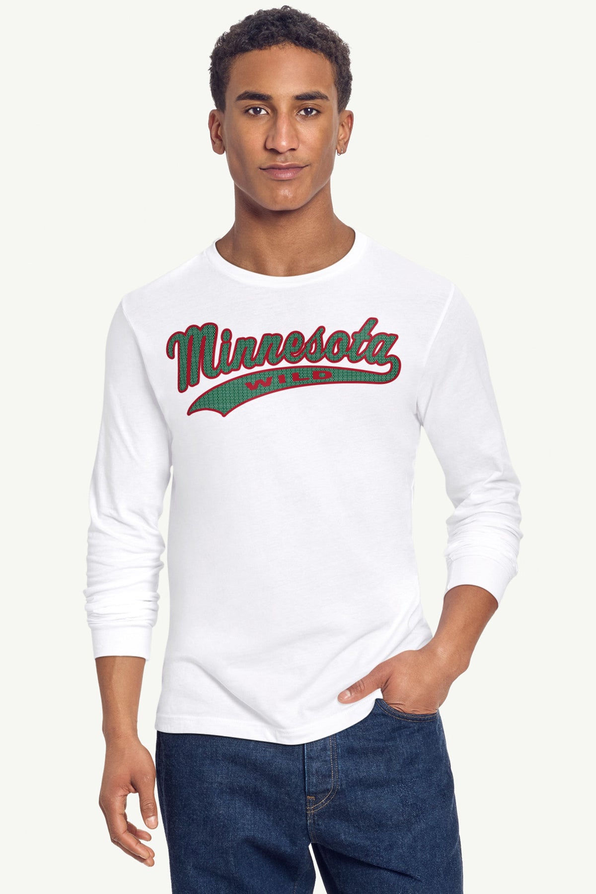 MENS MINNESOTA WILD TAILSWEEP LONG SLEEVE T SHIRT - White