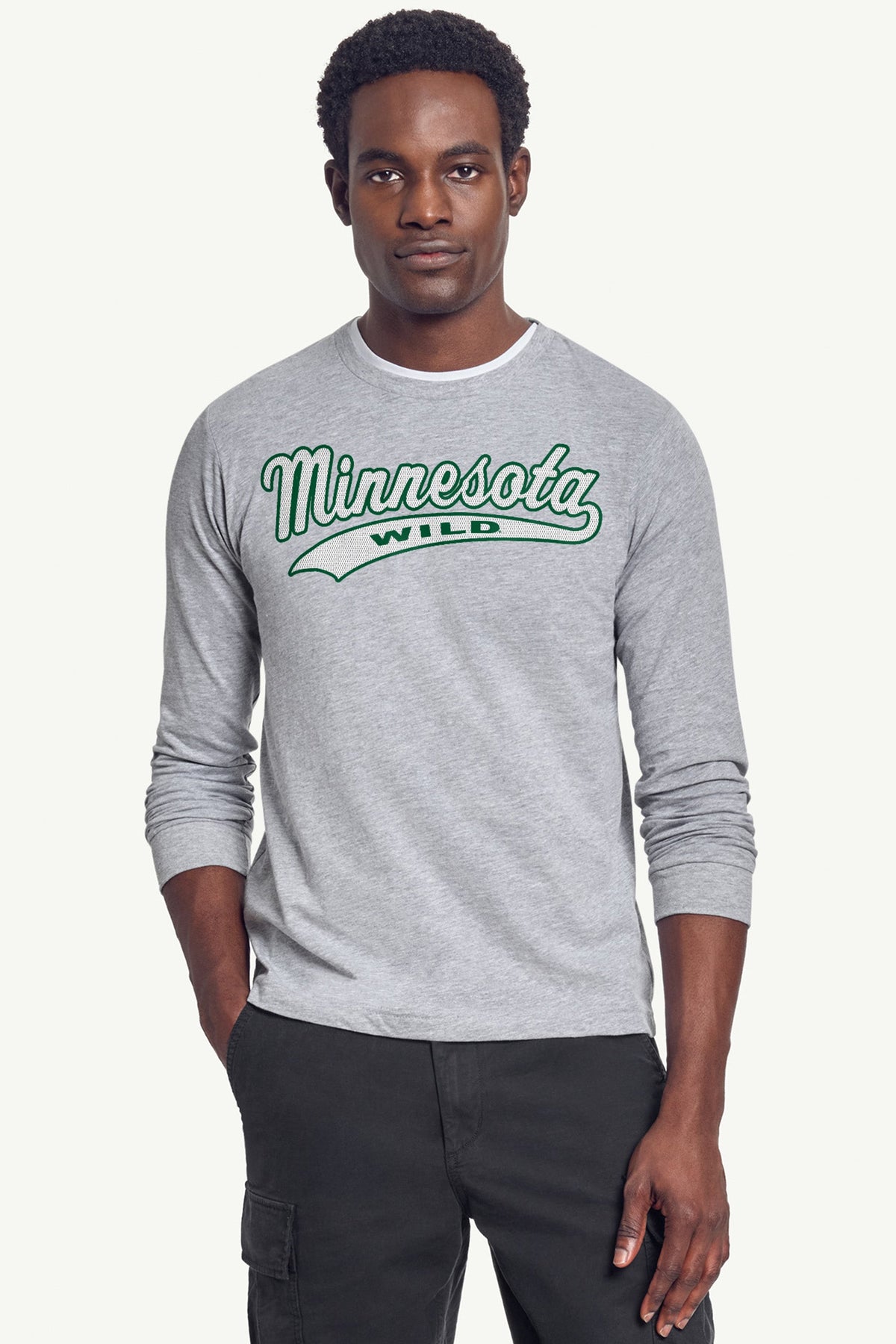 MENS MINNESOTA WILD TAILSWEEP LONG SLEEVE T SHIRT - Heather Grey