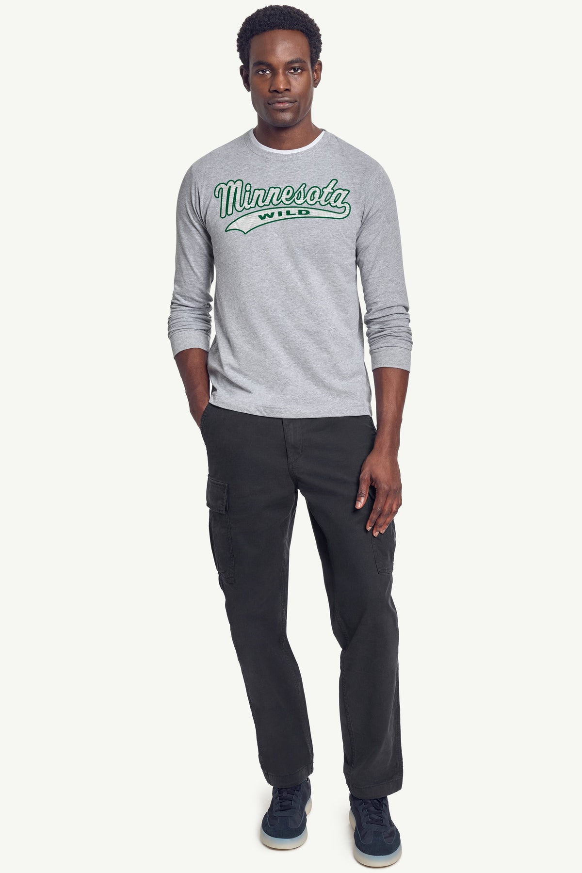 MENS MINNESOTA WILD TAILSWEEP LONG SLEEVE T SHIRT - Heather Grey