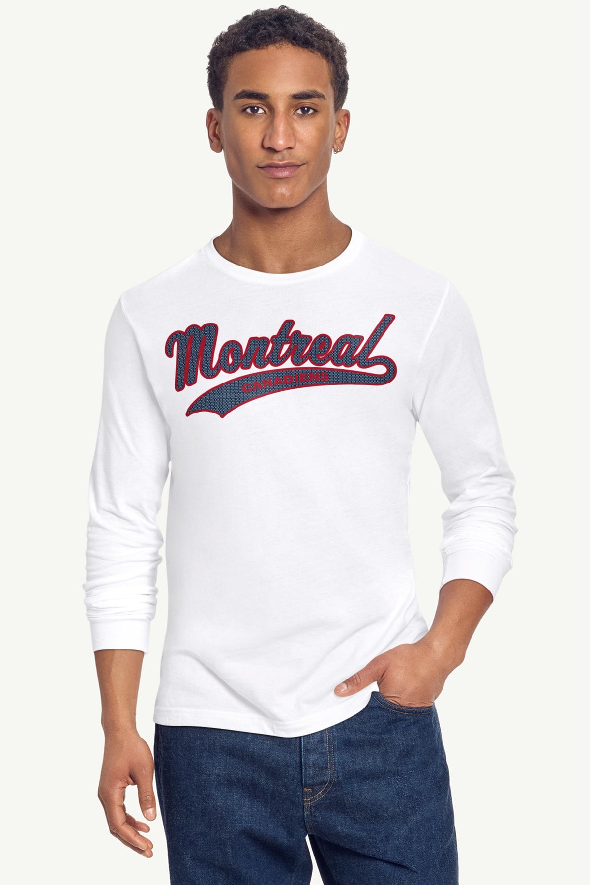MENS MONTREAL CANADIENS TAILSWEEP LONG SLEEVE T SHIRT - White