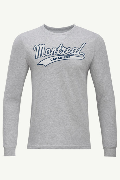 MENS MONTREAL CANADIENS TAILSWEEP LONG SLEEVE T SHIRT - Heather Grey