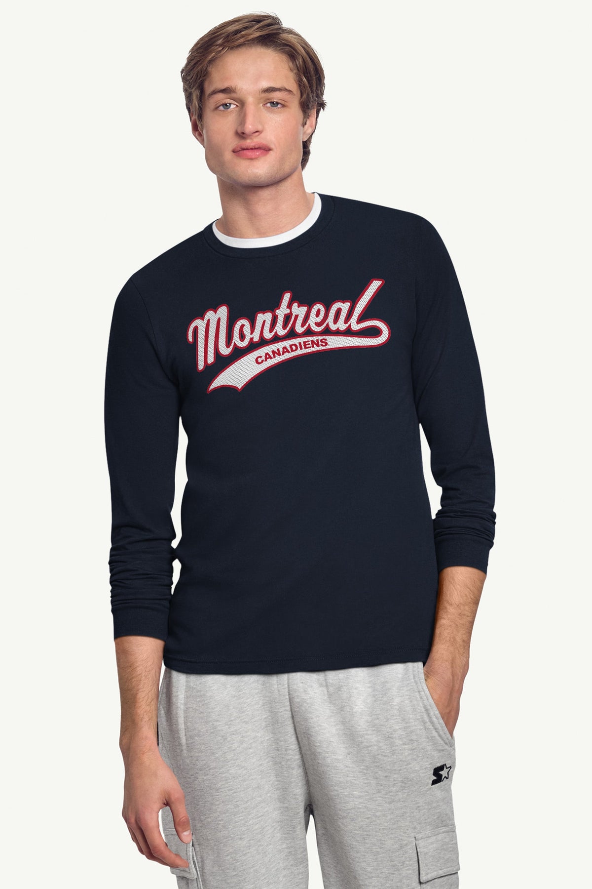 MENS MONTREAL CANADIENS TAILSWEEP LONG SLEEVE T SHIRT - Navy