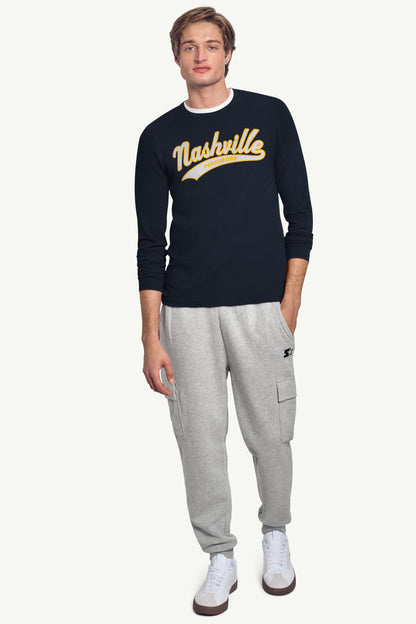 MENS NASHVILLE PREDATORS TAILSWEEP LONG SLEEVE T SHIRT - Navy