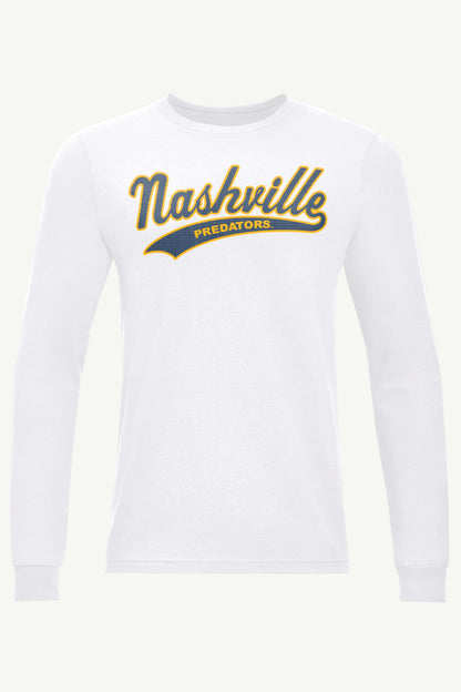 MENS NASHVILLE PREDATORS TAILSWEEP LONG SLEEVE T SHIRT - White