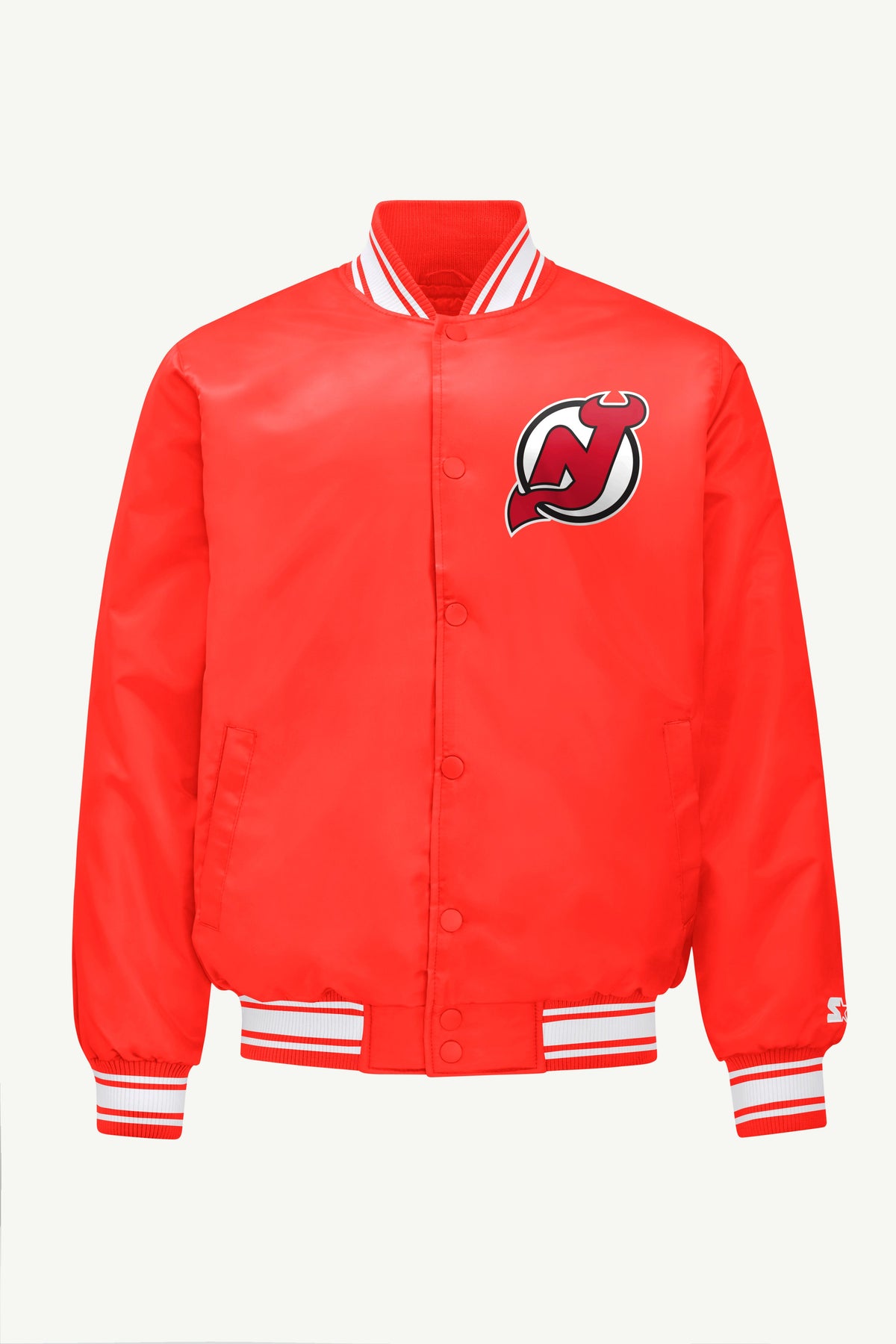 MENS NEW JERSEY DEVILS TRIANGLE SATIN VARSITY JACKET - Red