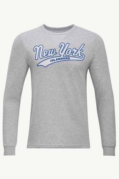 MENS NEW YORK ISLANDERS TAILSWEEP LONG SLEEVE T SHIRT - Heather Grey