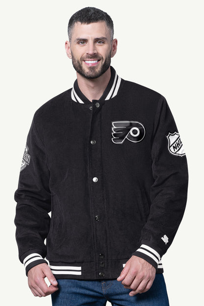 MENS PHILADELPHIA FLYERS BLACKOUT CORDUROY VARSITY JACKET - Starter