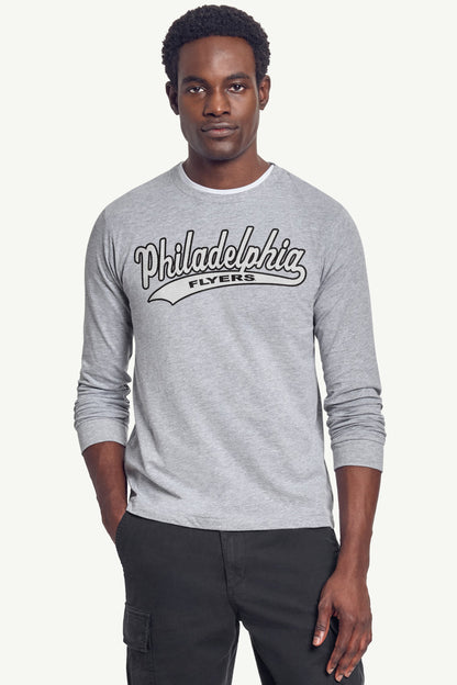 MENS PHILADELPHIA FLYERS TAILSWEEP LONG SLEEVE T SHIRT - Heather Grey