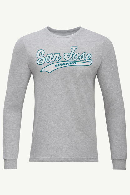 MENS SAN JOSE SHARKS TAILSWEEP LONG SLEEVE T SHIRT - Heather Grey