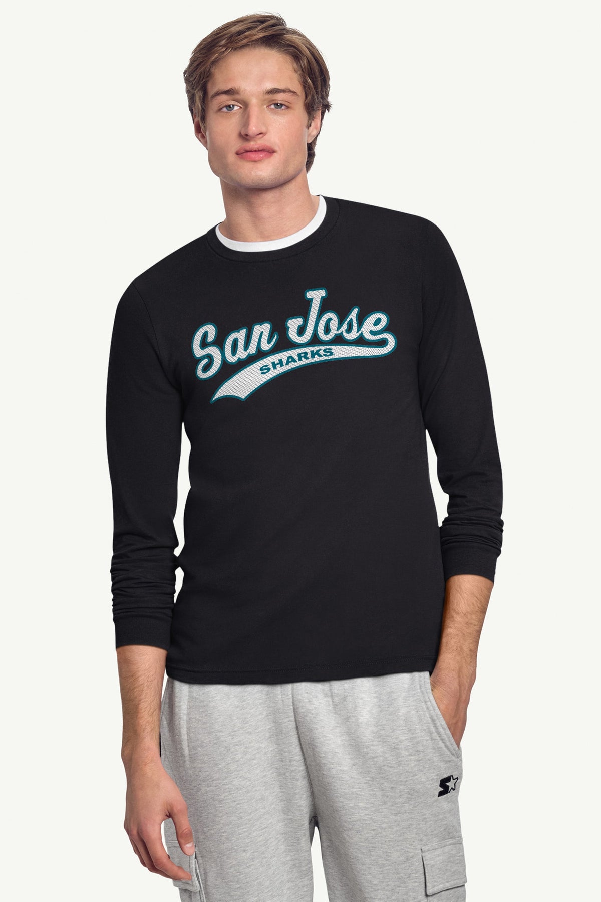 MENS SAN JOSE SHARKS TAILSWEEP LONG SLEEVE T SHIRT - Black