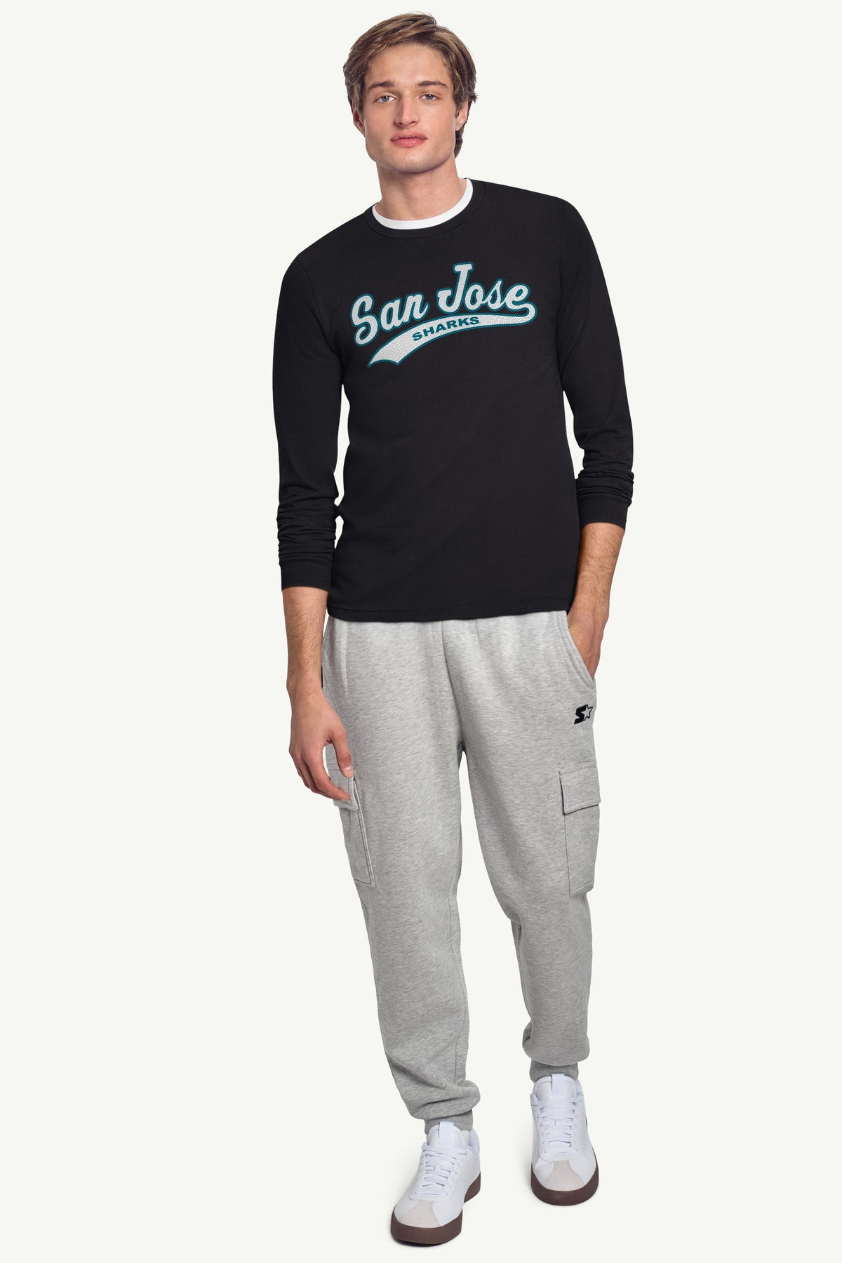 MENS SAN JOSE SHARKS TAILSWEEP LONG SLEEVE T SHIRT - Black