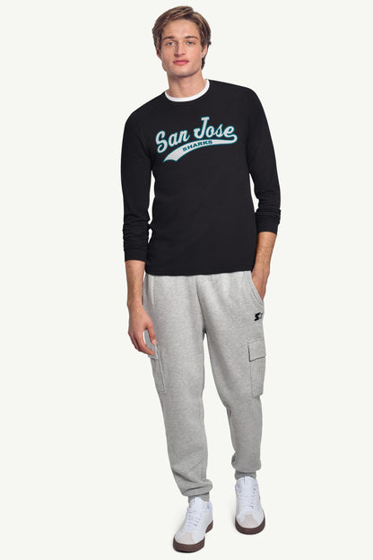 MENS SAN JOSE SHARKS TAILSWEEP LONG SLEEVE T SHIRT - Black