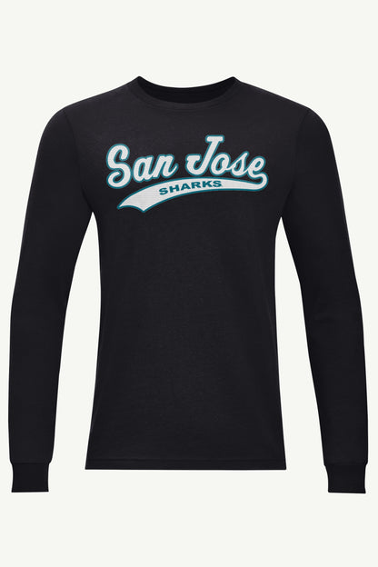 MENS SAN JOSE SHARKS TAILSWEEP LONG SLEEVE T SHIRT - Black