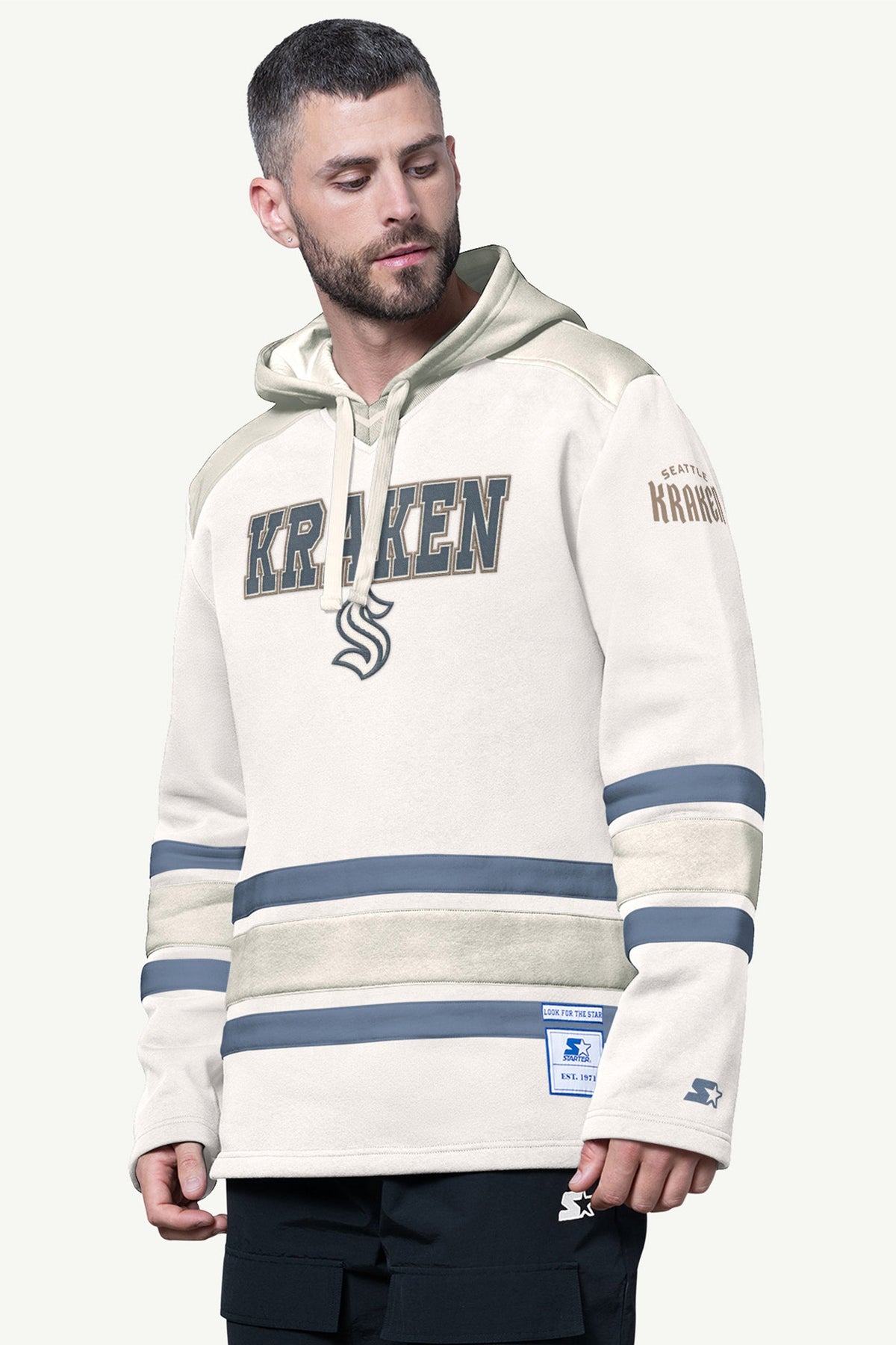 MENS SEATTLE KRAKEN SLAP SHOT HOODED HOCKEY PULLOVER - Starter