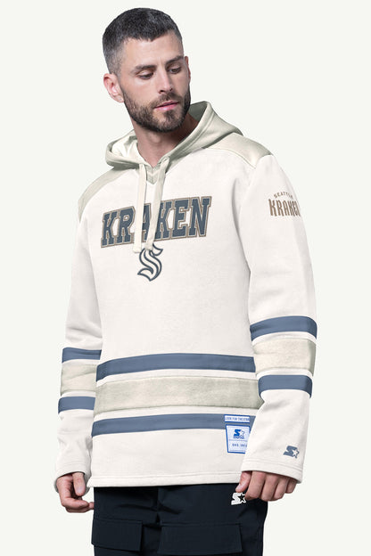 MENS SEATTLE KRAKEN SLAP SHOT HOODED HOCKEY PULLOVER - Starter