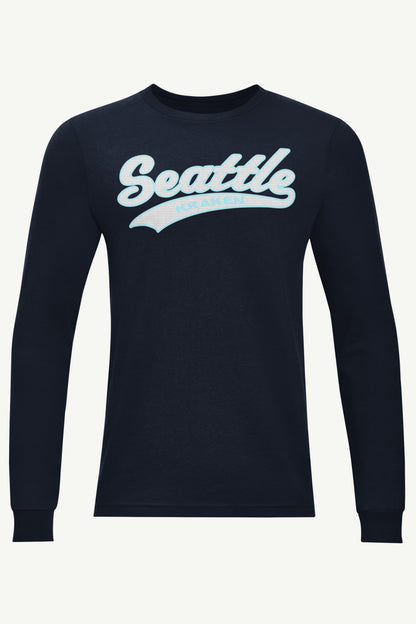 MENS SEATTLE KRAKEN TAILSWEEP LONG SLEEVE T SHIRT - Navy