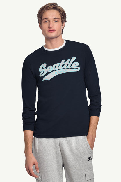 MENS SEATTLE KRAKEN TAILSWEEP LONG SLEEVE T SHIRT - Navy