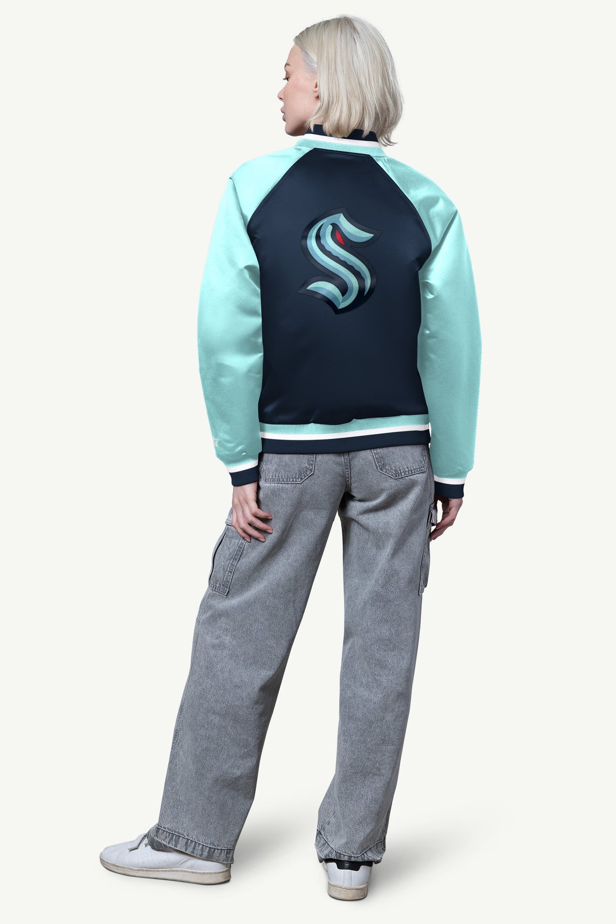WOMENS SEATTLE KRAKEN FINAL SCORE SATIN VARSITY JACKET - Starter
