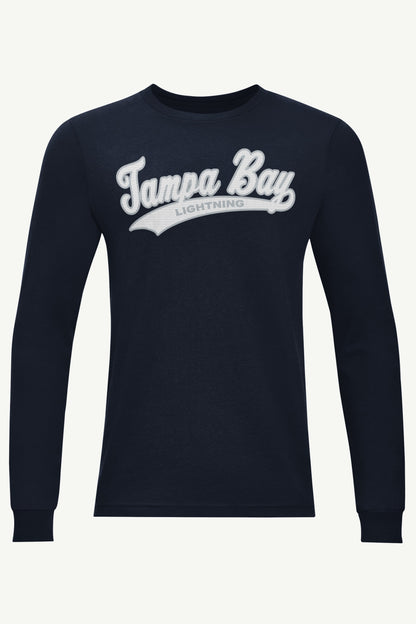 MENS TAMPA BAY LIGHTNING TAILSWEEP LONG SLEEVE T SHIRT - Navy