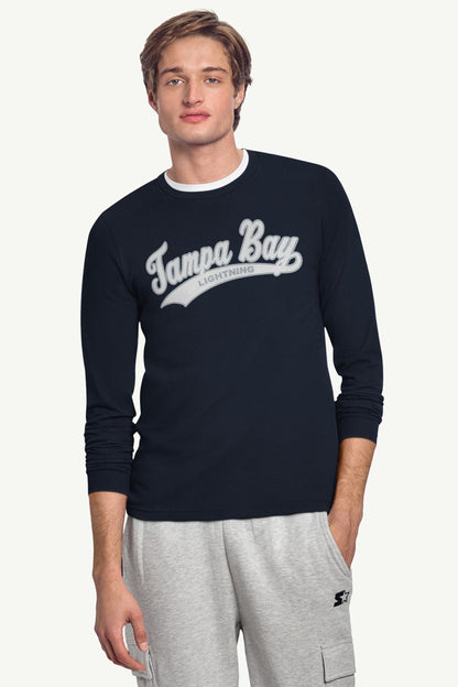 MENS TAMPA BAY LIGHTNING TAILSWEEP LONG SLEEVE T SHIRT - Navy