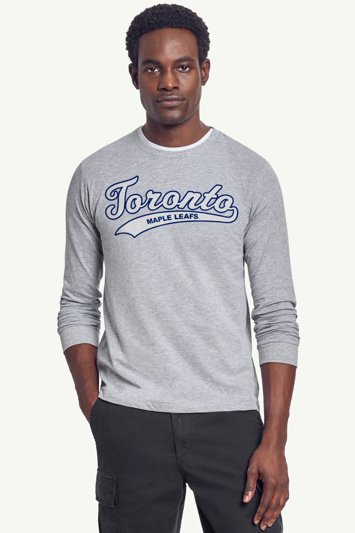 MENS TORONTO MAPLE LEAFS TAILSWEEP LONG SLEEVE T SHIRT - Heather Grey