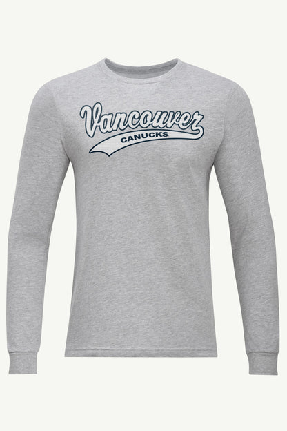MENS VANCOUVER CANUCKS TAILSWEEP LONG SLEEVE T SHIRT - Heather Grey