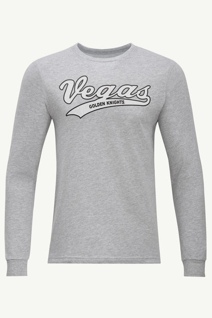 MENS LAS VEGAS GOLDEN KNIGHTS TAILSWEEP LONG SLEEVE T SHIRT - Heather Grey