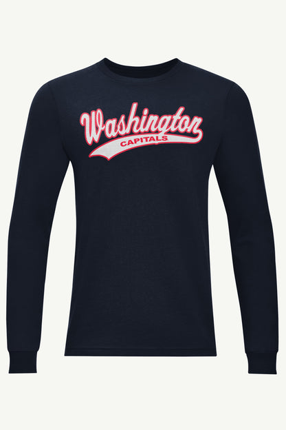 MENS WASHINGTON CAPITALS TAILSWEEP LONG SLEEVE T SHIRT - Navy