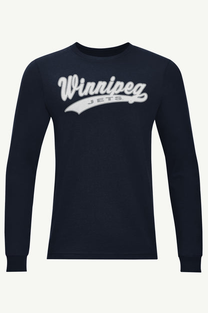 MENS WINNIPEG JETS TAILSWEEP LONG SLEEVE T SHIRT - Navy