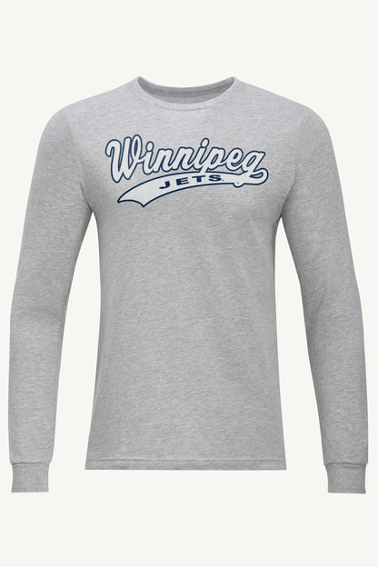 MENS WINNIPEG JETS TAILSWEEP LONG SLEEVE T SHIRT - Heather Grey
