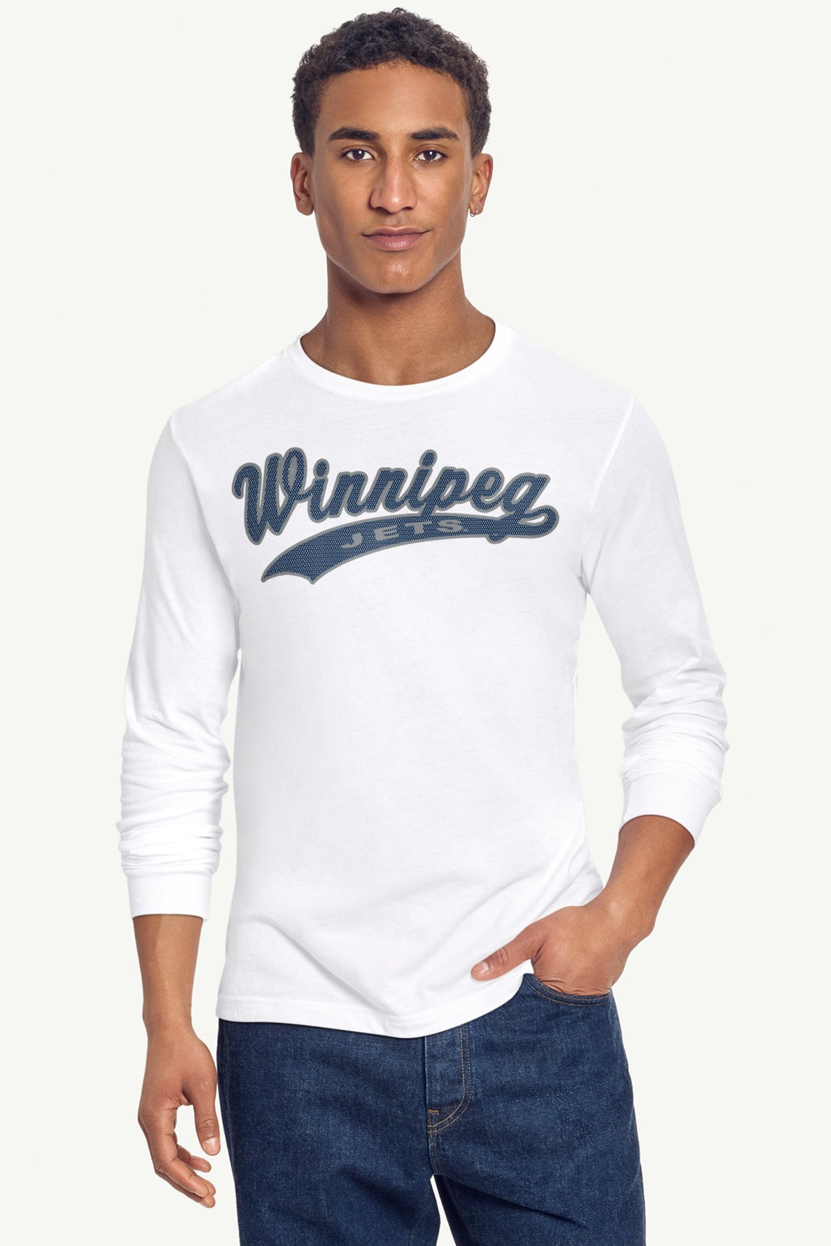MENS WINNIPEG JETS TAILSWEEP LONG SLEEVE T SHIRT - White