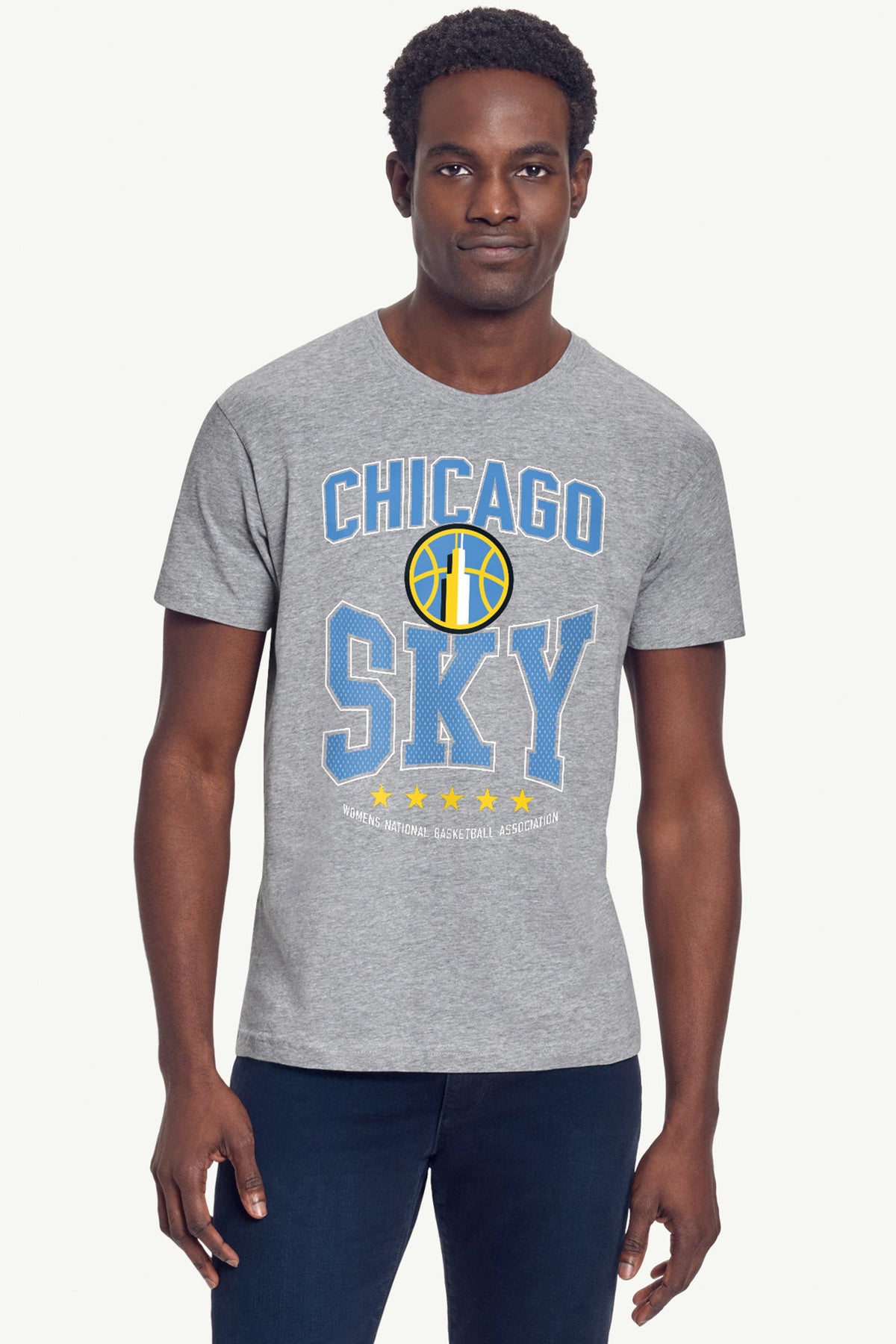 MENS WNBA CHICAGO SKY CENTER SQUEEZE T SHIRT - Grey
