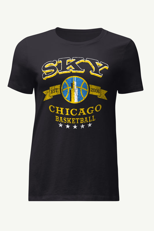 WOMENS WNBA CHICAGO SKY BLEACHERS & BANNER T SHIRT - Black