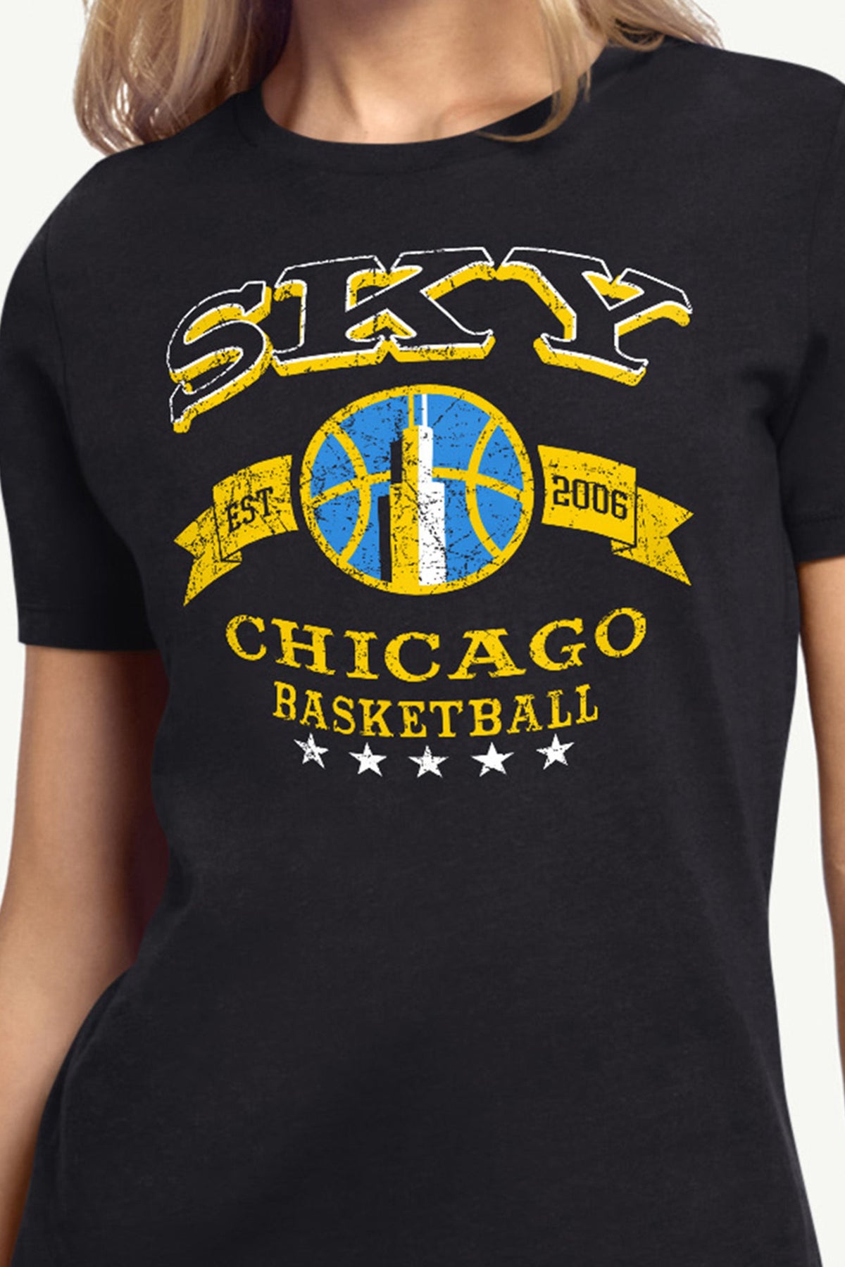 WOMENS WNBA CHICAGO SKY BLEACHERS & BANNER T SHIRT - Black