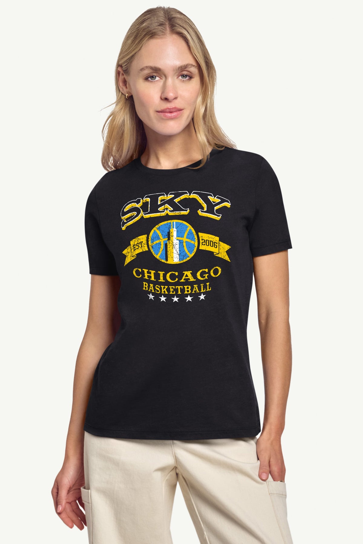 WOMENS WNBA CHICAGO SKY BLEACHERS & BANNER T SHIRT - Black